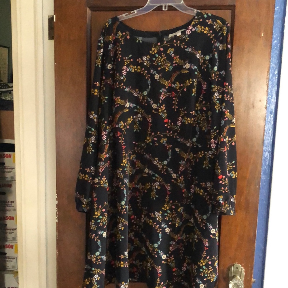 Black and floral knee-length dress